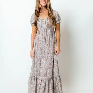 Floral Maxi Dress in Taup